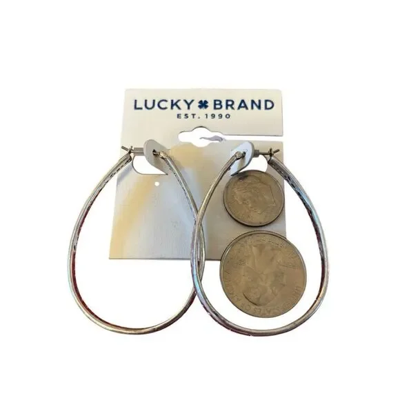 Stenciled OpenWork Teardrop Silver Toned Hoops. - Picture 5 of 5